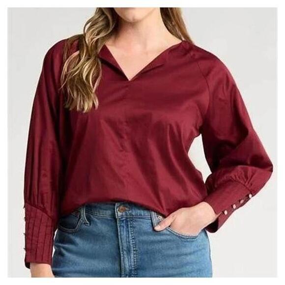 Harshman Tops - Harshman Cerys Blouse Burgundy Size Small